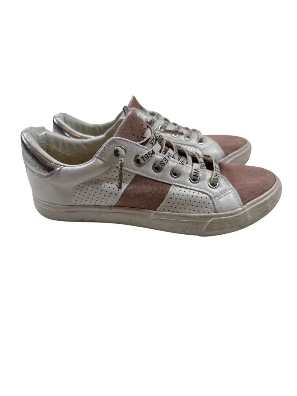 Vintage Havana Dina blush white Women 8 low top Sneakers Suede Toe Metallic Heel